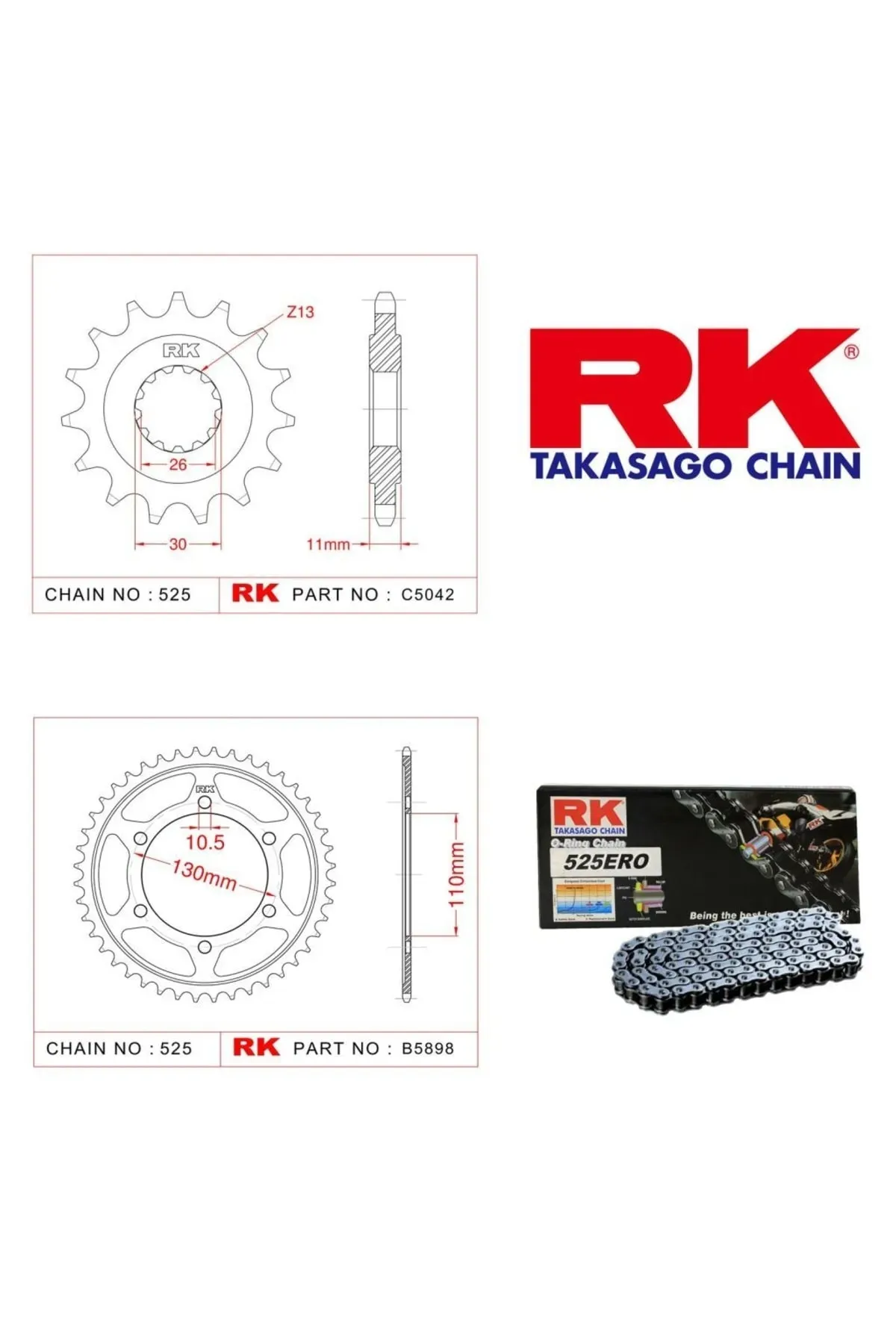 RK Chain 525 Ero MT-07 O-Ring 16/43T (2014-2019)