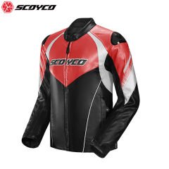 SCOYCO JK187 PU LEATHER MOTOSİKLET MONT KIRMIZI